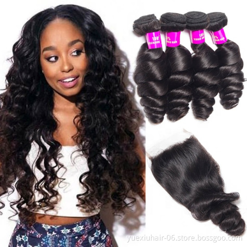 150% Density Cuticle Aligned Closure Frontal Human Hair 4x4 Loose Wave Closure Hair Factory Price Virgin Hair
